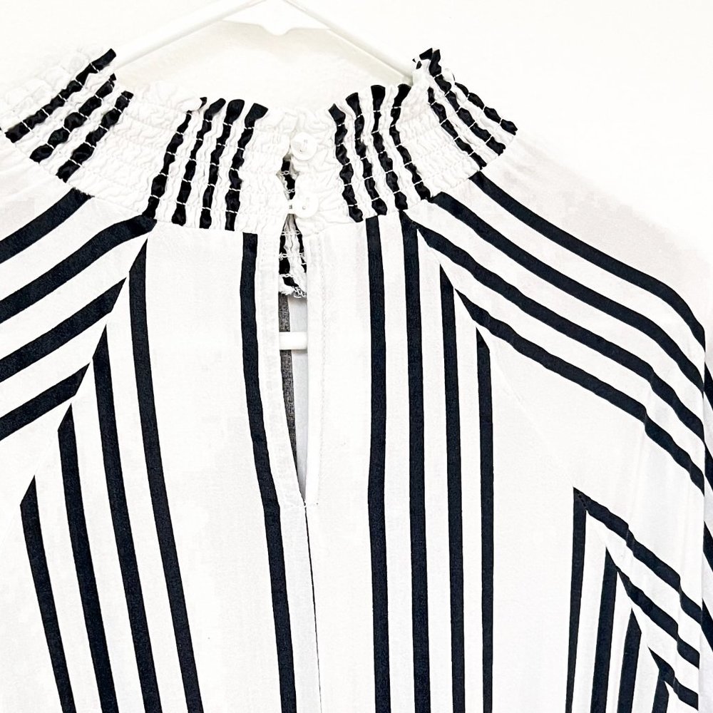 ASOS stripe midi dress w/high neck & elastic waist - Picture 9 of 10